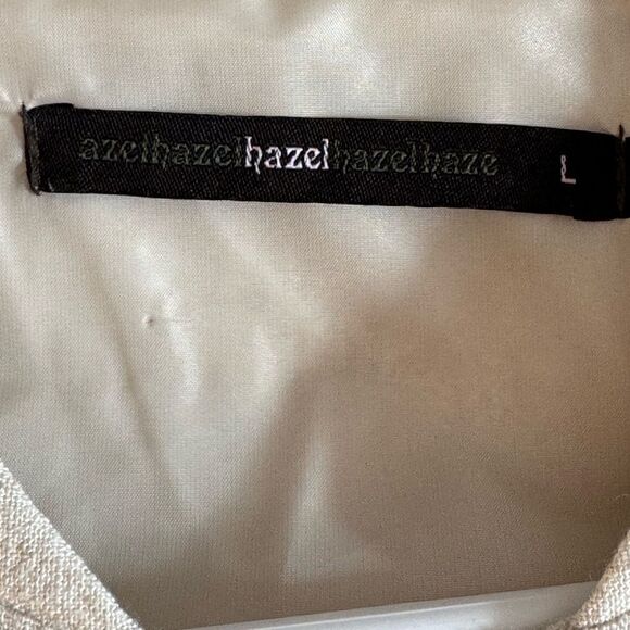 Azel Hazel jacket Womens size Large bomber linen Ivory snap front casual woven - Picture 9 of 12